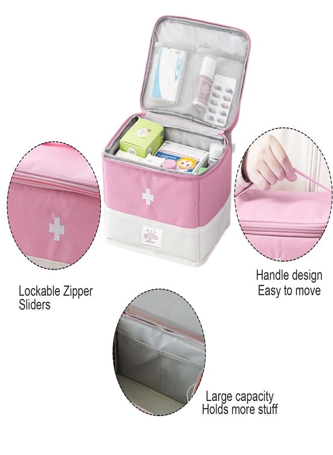 XPAPOV Travel Medicine Bag Organizer, Medical Bag Empty for First Responder Storage, Emergency Medical for Home, Travel, Camping, Car, Hiking & Outdoor Emergencies (Pink) - Image 3
